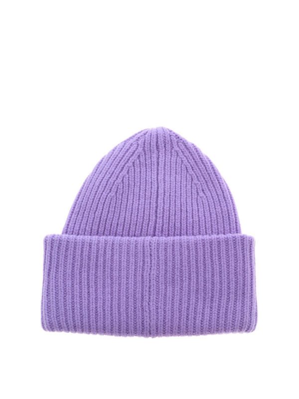 Beanies Acne Studios Face Patch Beanie In Lavender Color