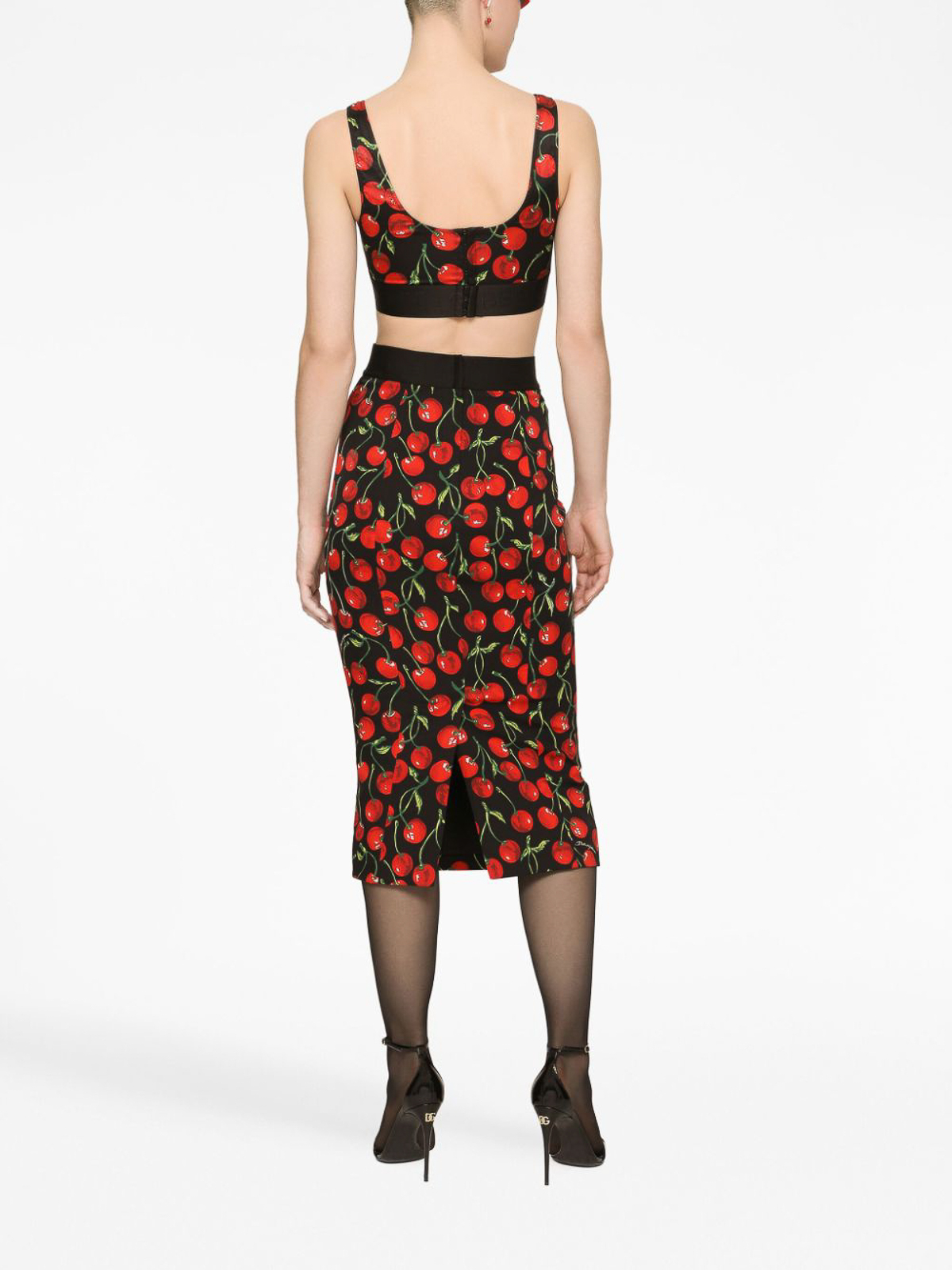 Knee Length Skirts Midi Dolce Gabbana Cherry Print Midi Skirt