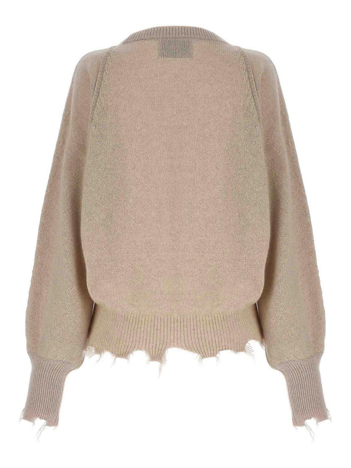 Crew Necks Nude Fringed Borders Sweater 110102801 Thebs