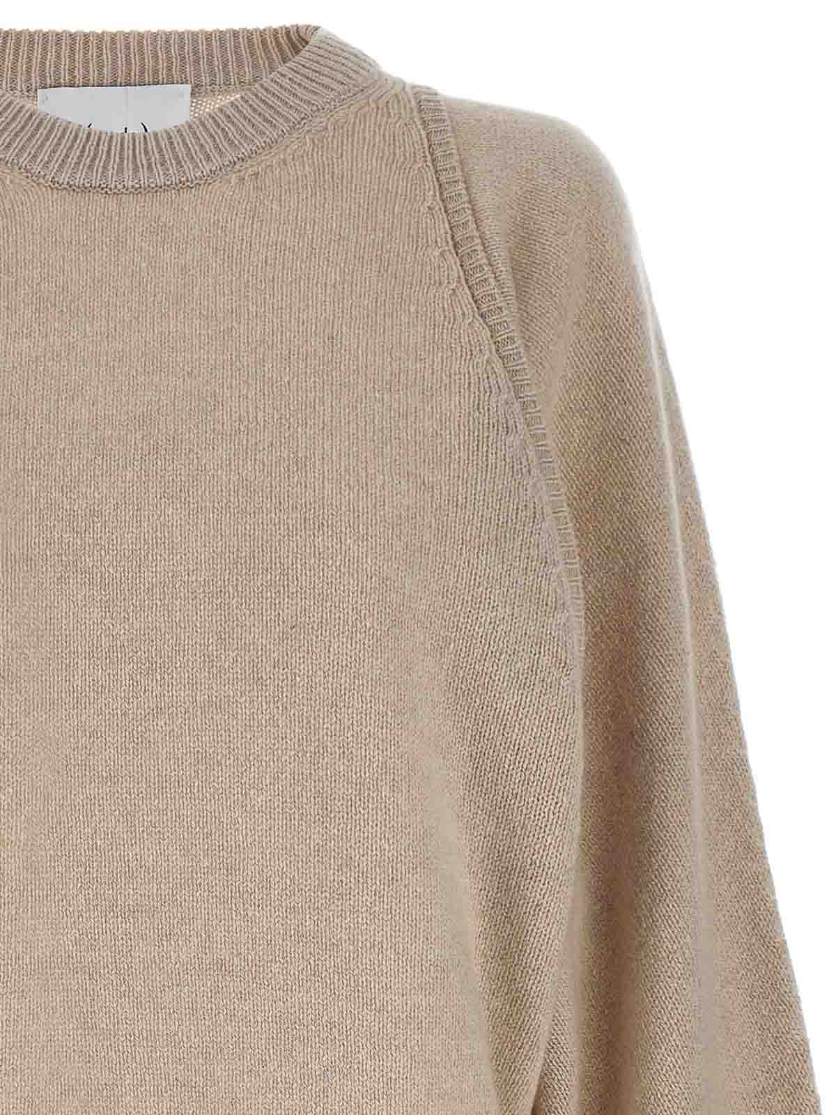 Crew Necks Nude Fringed Borders Sweater 110102801 Thebs