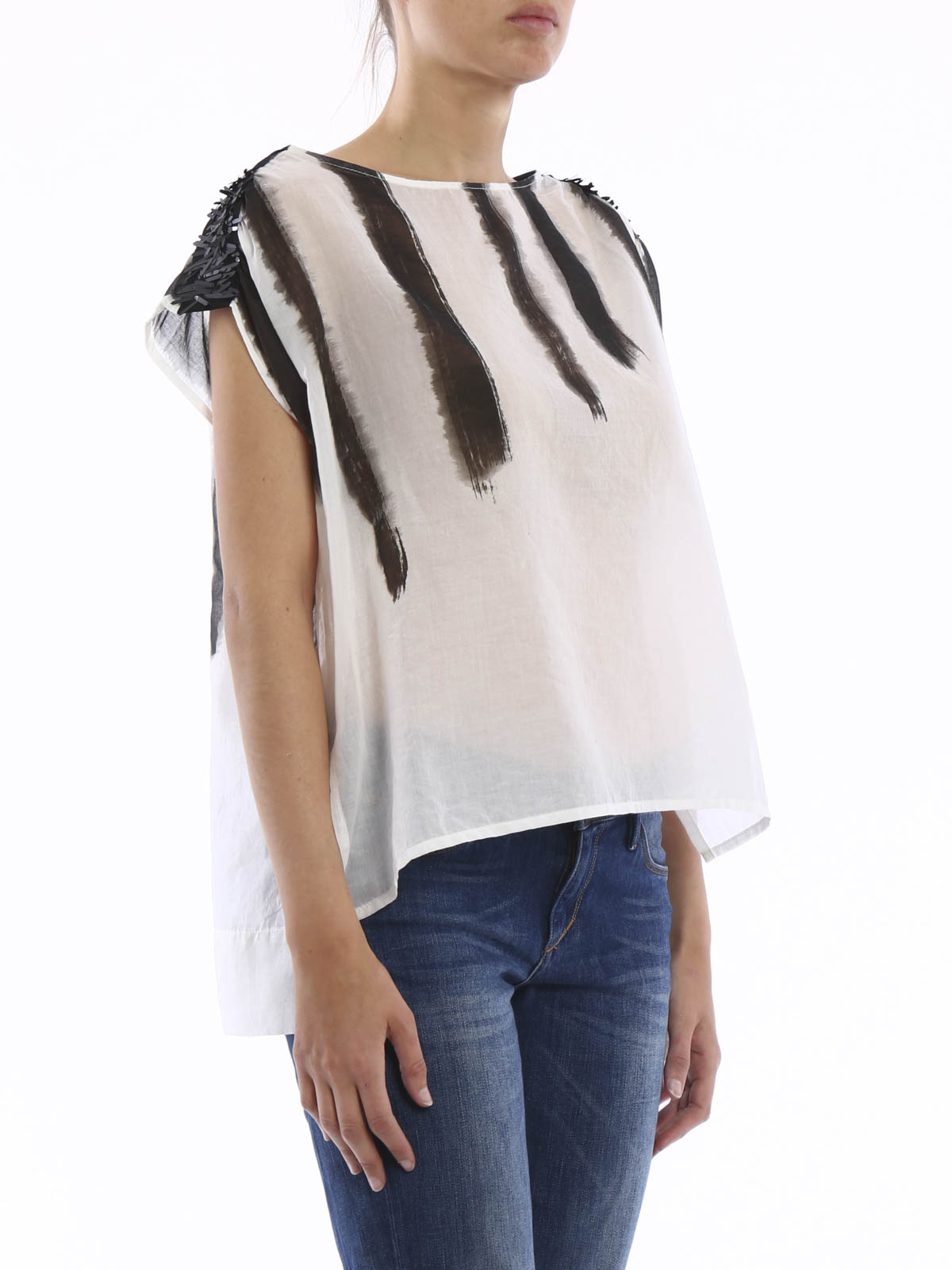 T Shirts Nude Sheer Striped T Shirt 110371601 Shop Online At THEBS