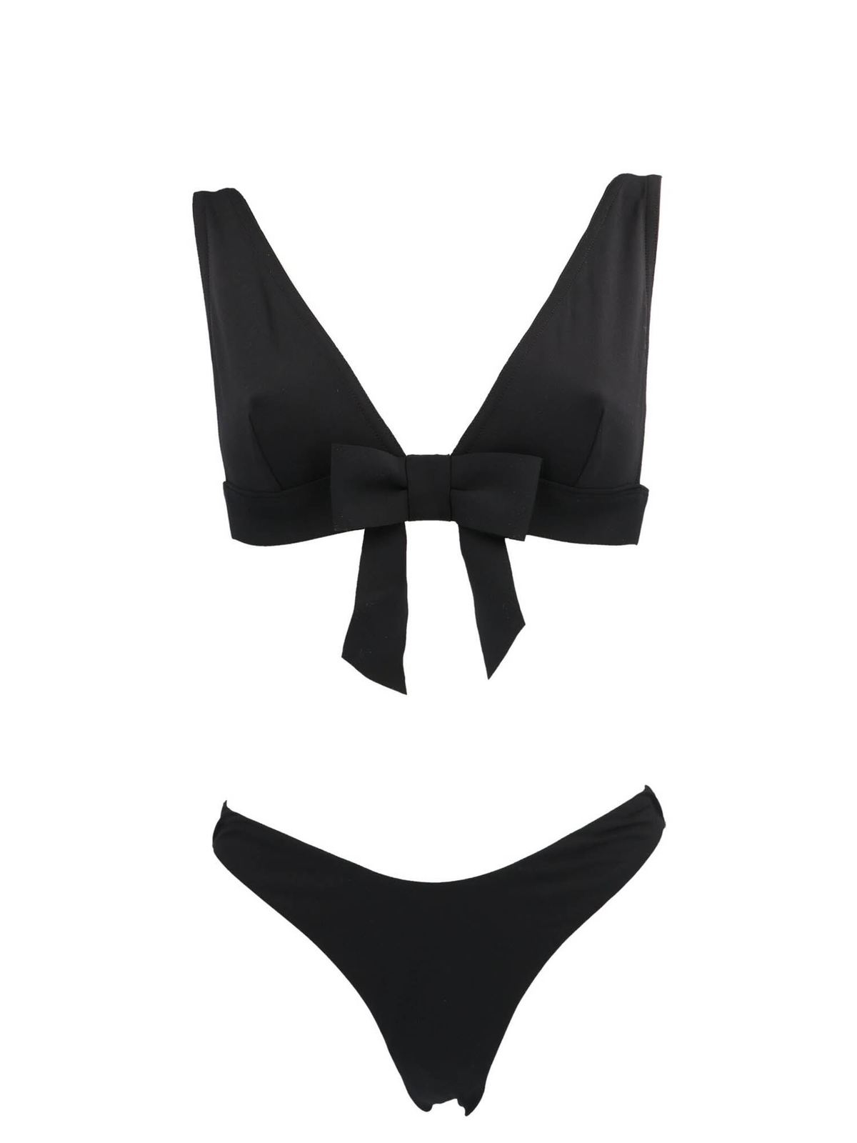 Bikinis Zimmermann Poppy Plunge Bow Bikini In Black Wpopnoir