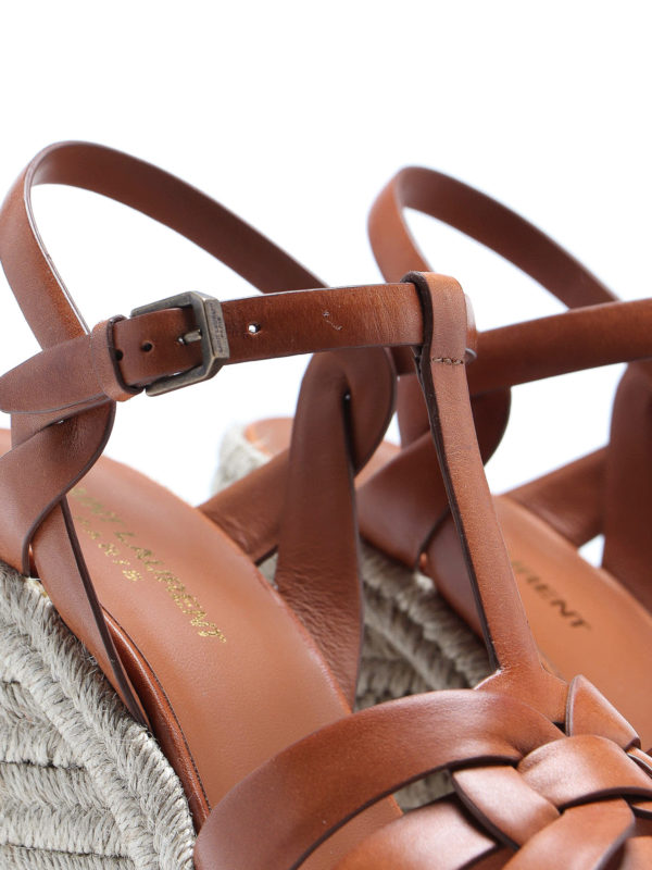 95 T leather espadrilles wedges shop online: SAINT LAURENT