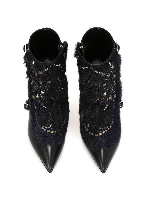 Tronchetto con borchie e pelliccia shop online: ROBERTO CAVALLI