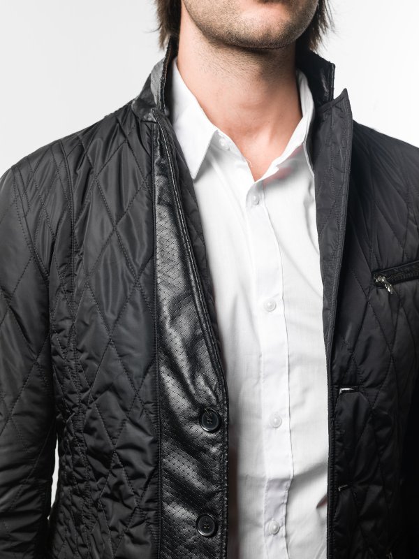 Giacca trapuntata con inserti pelle shop online: JOHN RICHMOND
