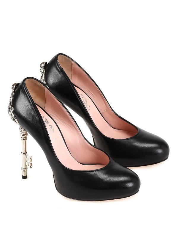 JOHN RICHMOND: court shoes - Leather court shoes with key shaped heel