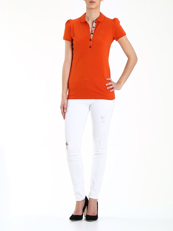 BURBERRY: polo shirts online - Check placket polo shirt