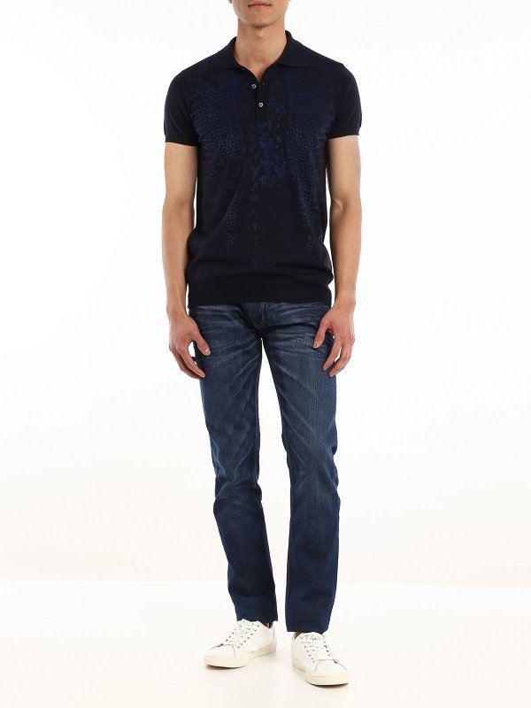 ROBERTO CAVALLI: polo shirts online - Snake print polo