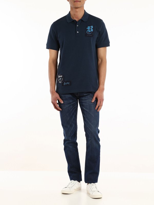 BRIONI: polo shirts online - Logo patch polo
