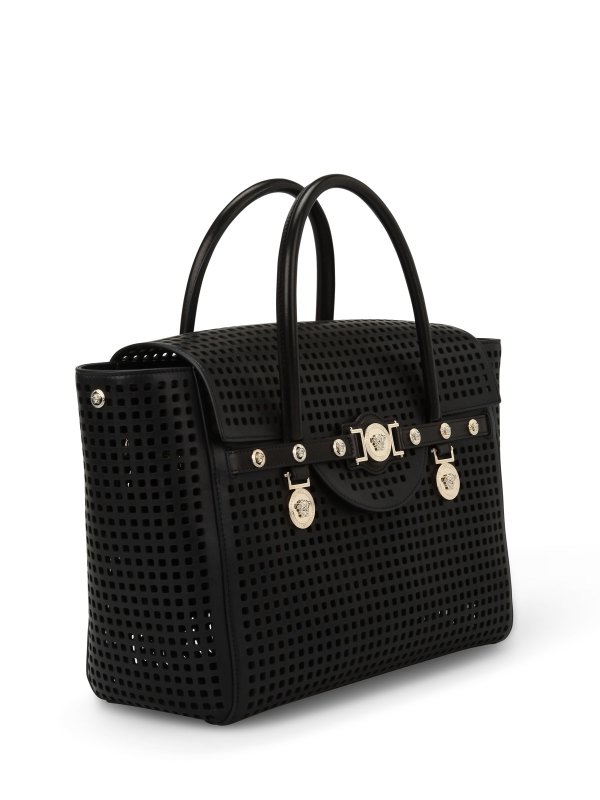 VERSACE: totes bags online - Perforated leather bag