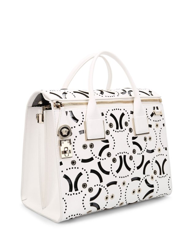 VERSACE: shopper online - Borsa trafori al laser con borchie