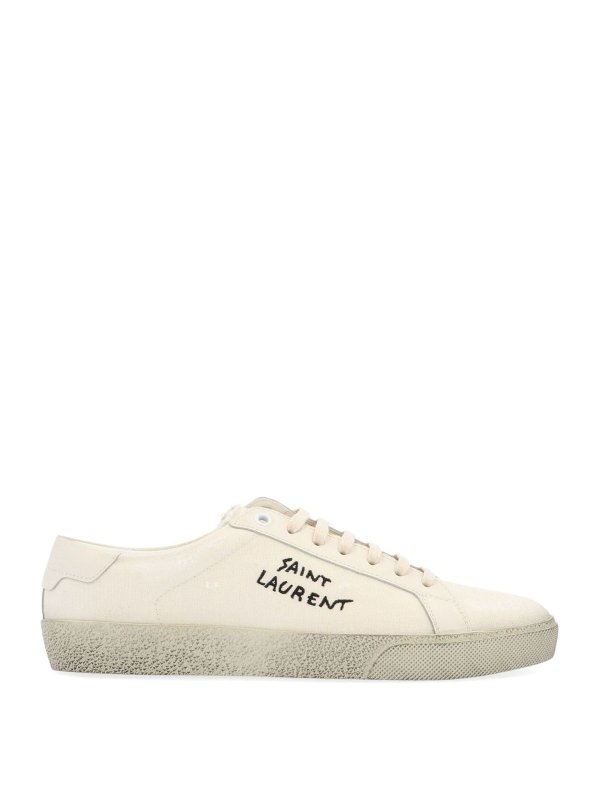 SAINT LAURENT: trainers - Logo Signature sneakers in white