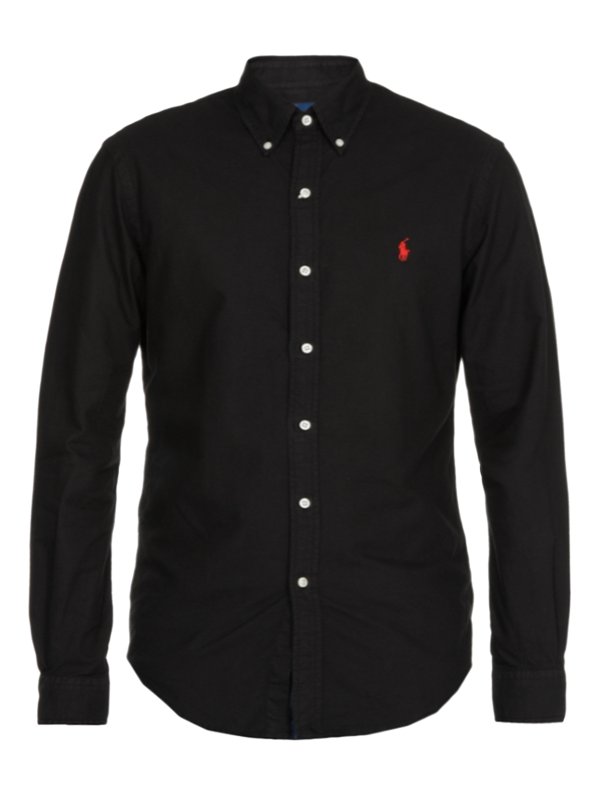POLO RALPH LAUREN: camicie - Camicia button down nera con logo