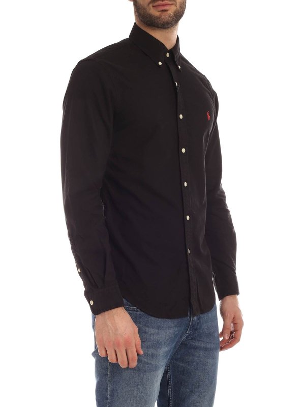 POLO RALPH LAUREN: camicie online - Camicia button down nera con logo