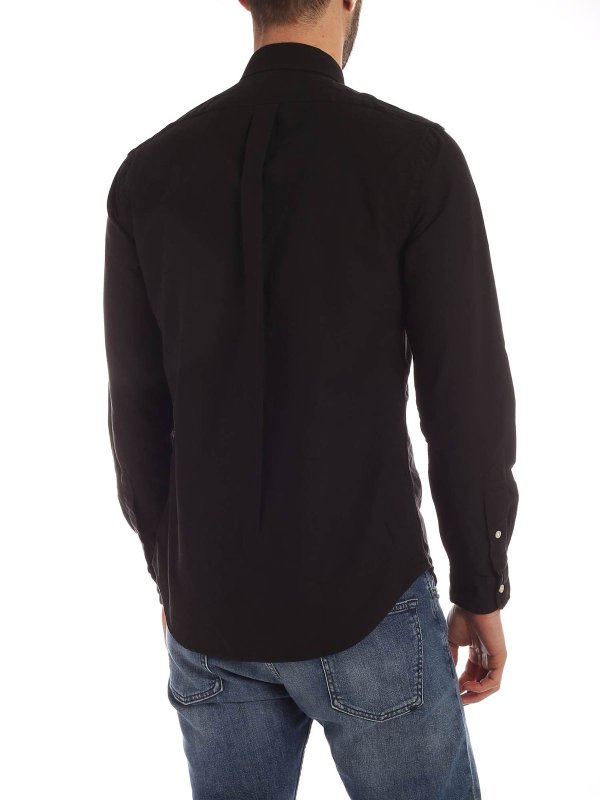 Camicia button down nera con logo shop online: POLO RALPH LAUREN