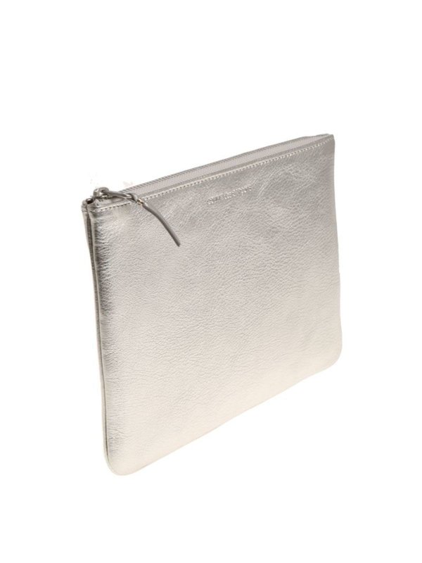 COMME DES GARÇONS WALLET: clutches online - Silver leather bag