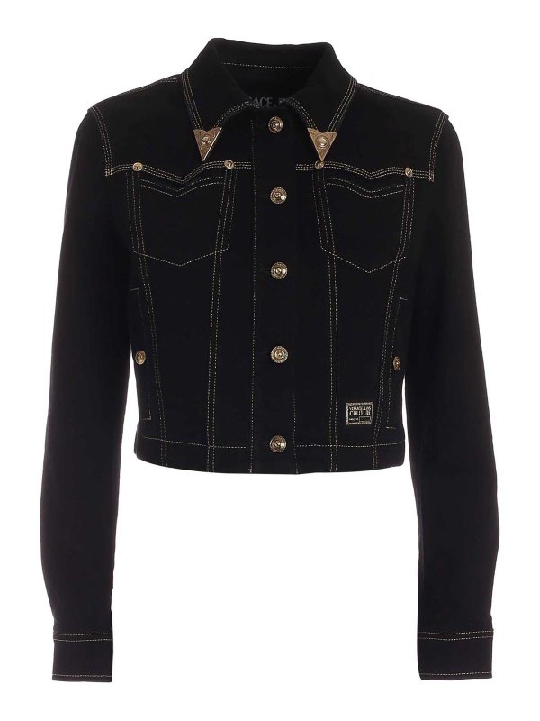 Versace Jeans Couture: Jeansjacken - Jeansjacke - Schwarz