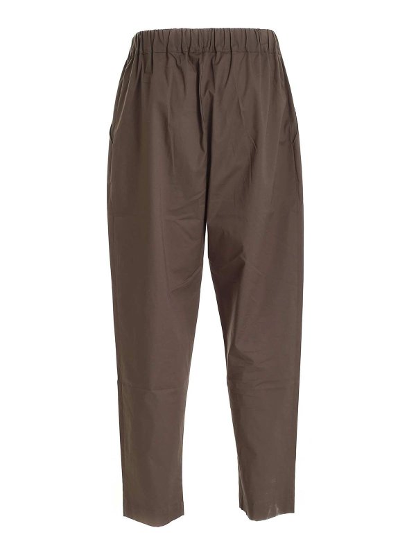 LANEUS: casual trousers online - Tucks cotton pants in Military green