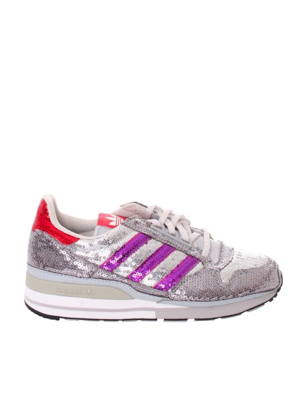 Adidas Originals: trainers - ZX500 sneakers in silver sequins