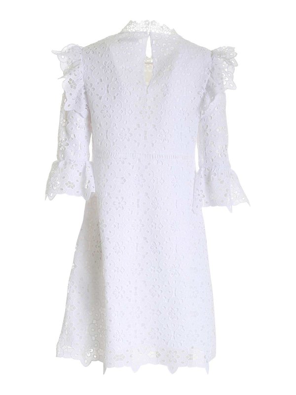 Vivetta: knee length dresses online - Lace detail dress in white