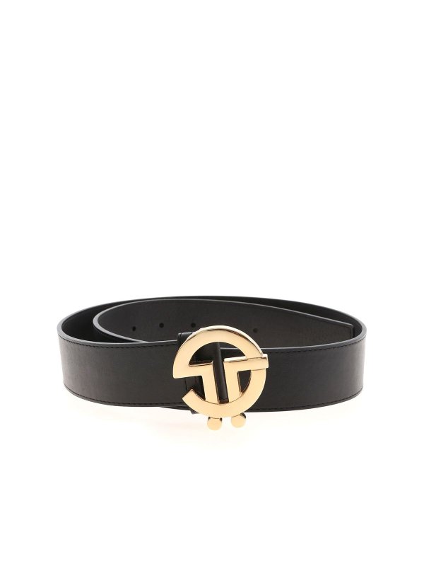 Gaelle Paris: belts - Black belt with golden buckle