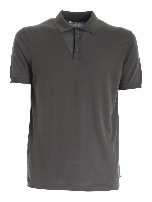 Kangra Cashmere: polo shirts - Side vents polo shirt in green