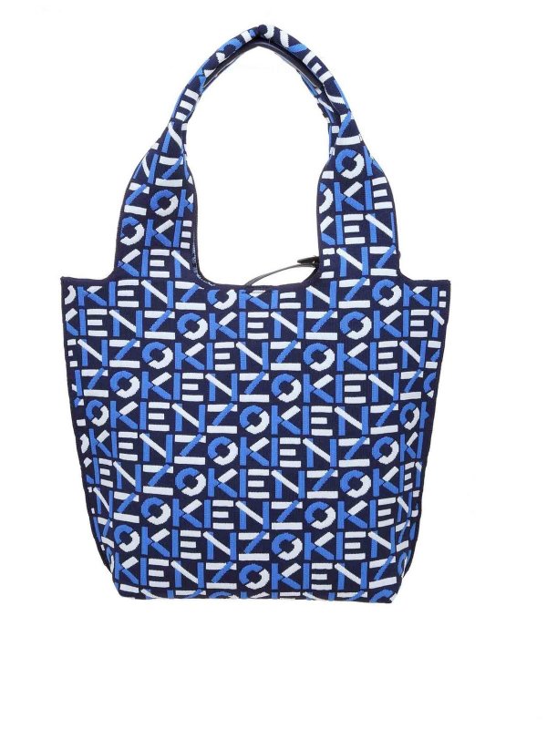 KENZO: totes bags - Monogram bag in blue