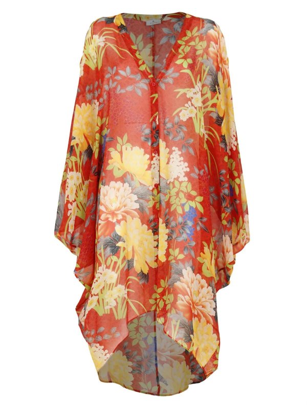ETRO: abiti al ginocchio - Caftano stampa floreale multicolor