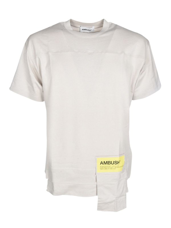 AMBUSH: t-shirts - Contrasting logo T-shirt in beige