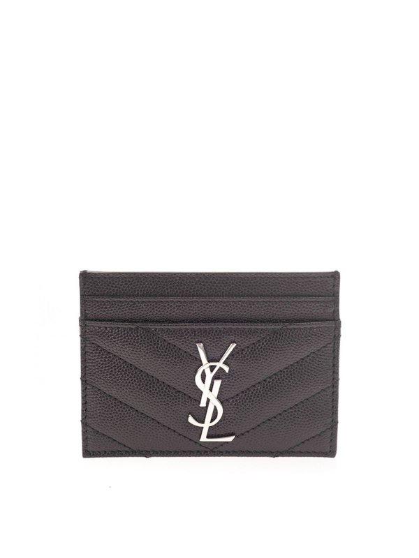 SAINT LAURENT: wallets & purses - Matelassé card holder in black