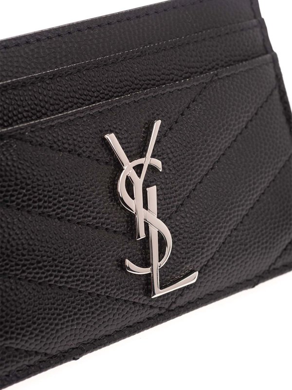 Matelassé card holder in black shop online: SAINT LAURENT