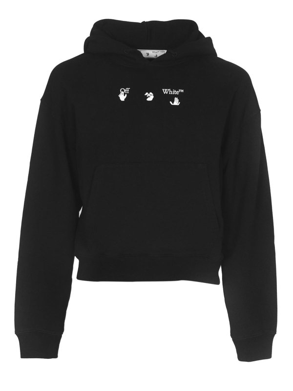 OFF-WHITE: Sweatshirts & Sweaters - Blue Marker hoodie in black
