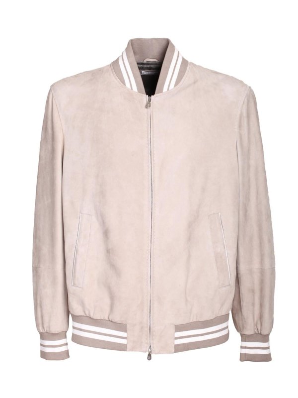 BRUNELLO CUCINELLI: レザージャケット - レザージャケット - クリーム