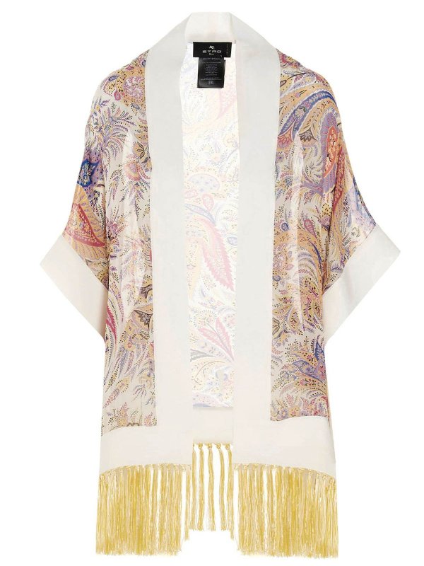 ETRO: cardigan - Caftano multicolor con frange