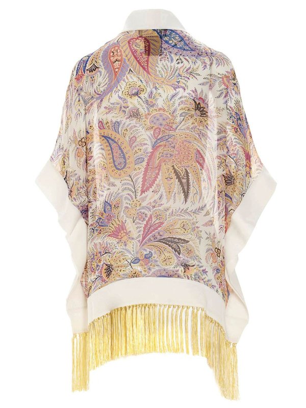 ETRO: cardigan online - Caftano multicolor con frange