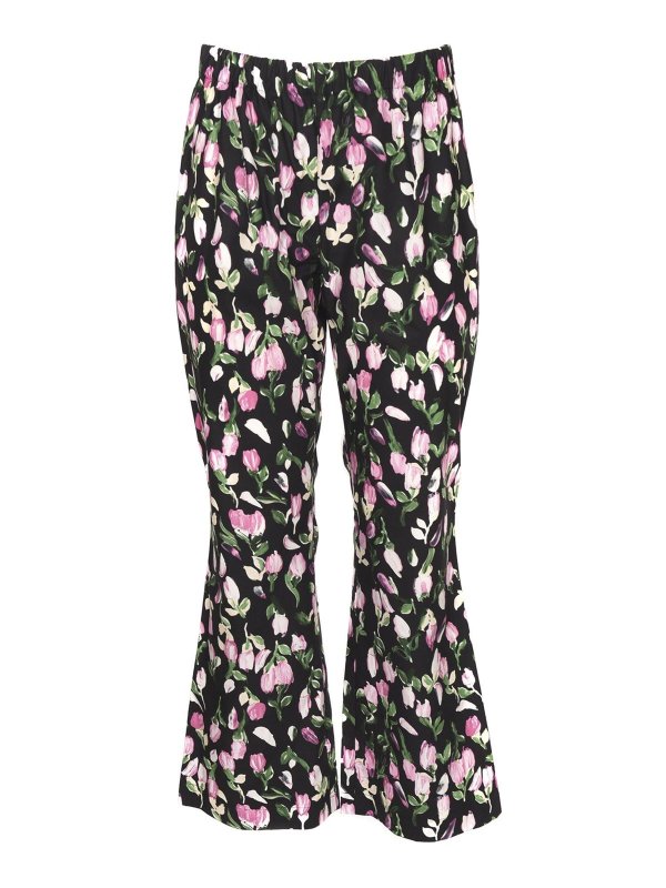 Marni: casual trousers - Floral printed flared pants