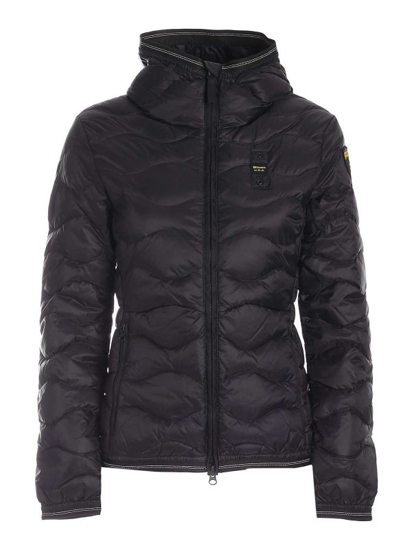 BLAUER: giacche imbottite - Piumino con cappuccio nero