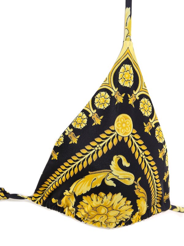 VERSACE: bikinis online - Stretch nylon baroque print bikini top