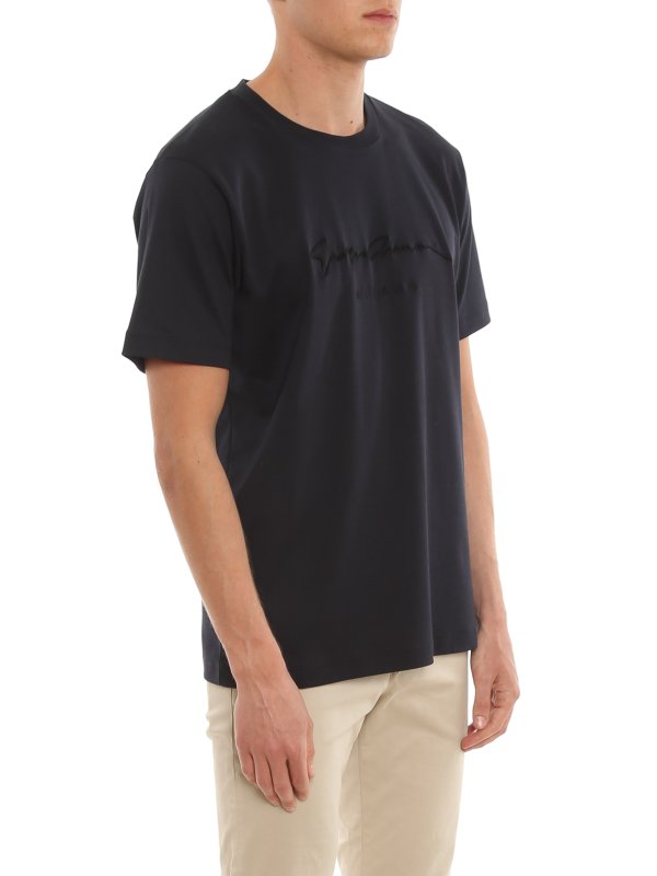 GIORGIO ARMANI buy online Logo embroidery cotton T-shirt