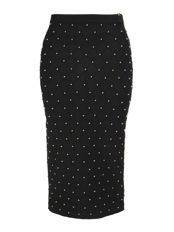ELISABETTA FRANCHI: Knee length skirts & Midi - Diamond pattern pencil skirt