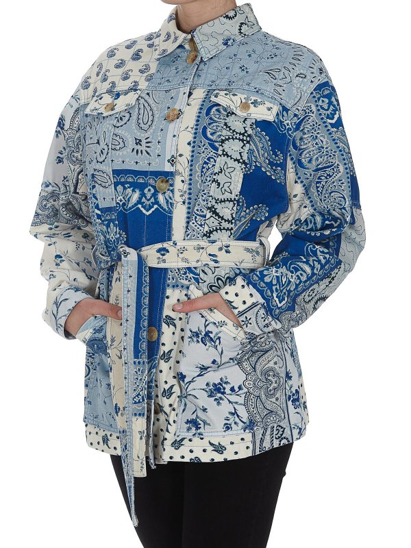 ETRO: denim jacket online - Patchwork effect denim jacket