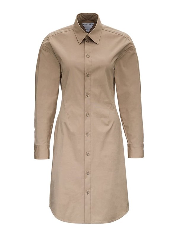 BOTTEGA VENETA: ニーレングスドレス - 膝丈ドレス - ダークベージュ