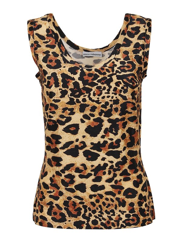 PACO RABANNE: Tops & Tank tops - Leopard print tank top