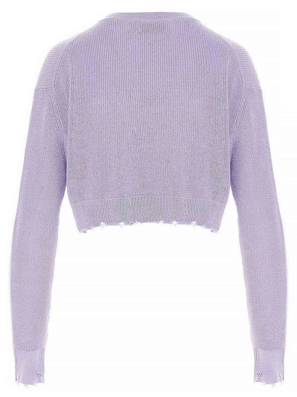 LANEUS: Strickpullover mit Rundhalsausschnitt online - Rundhalspullover - Lila