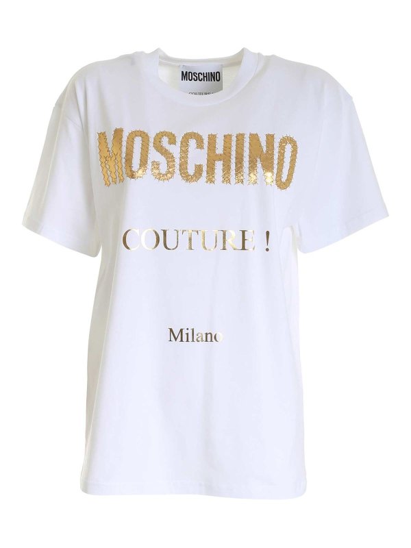 MOSCHINO: t-shirts - Logo T-shirt in white