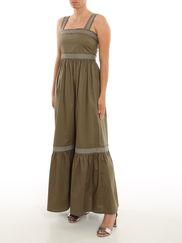 Twinset Studded long dress - Dark Green - Women|211TT248000914 Twinset Studded long dress - Dark Green - Women|211TT248000914