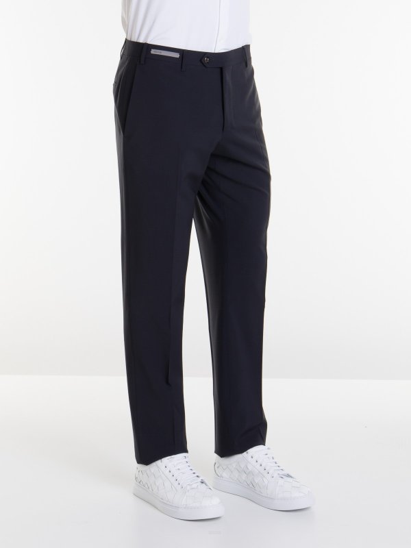 iKRIX CORNELIANI: casual trousers - Blue wool blend trousers