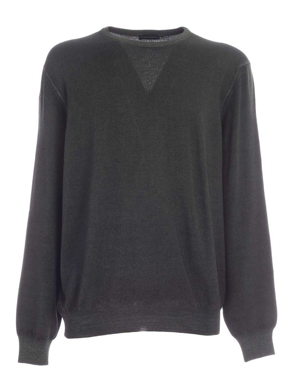 Paolo Fiorillo: Strickpullover mit Rundhalsausschnitt - Rundhalspullover - Grün