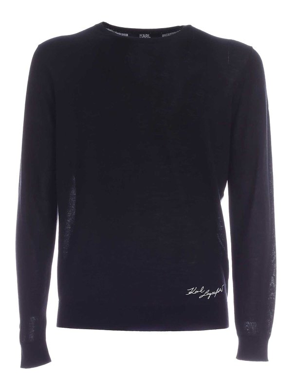 KARL LAGERFELD: Pull col rond - Pull Col Rond - Noir