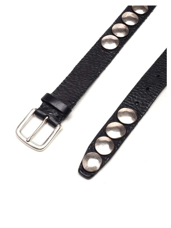 GOLDEN GOOSE: belts online - Trinidad studded belt in black